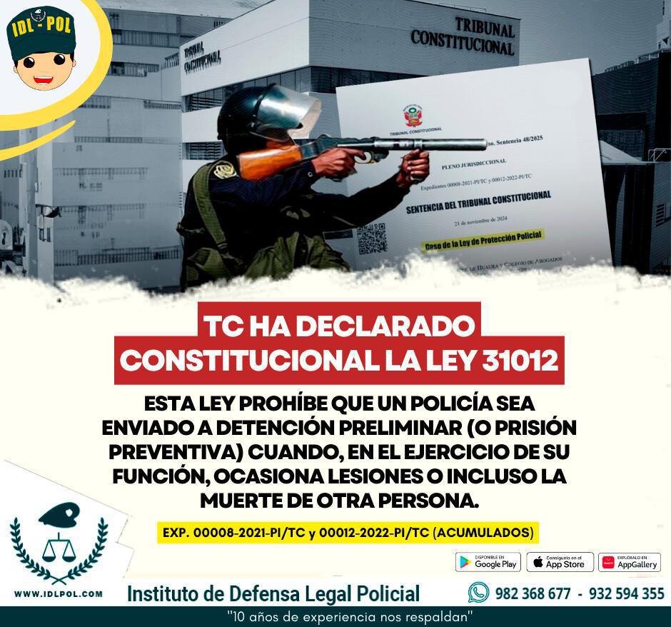 TC declara constitucional la Ley de Protección Policial