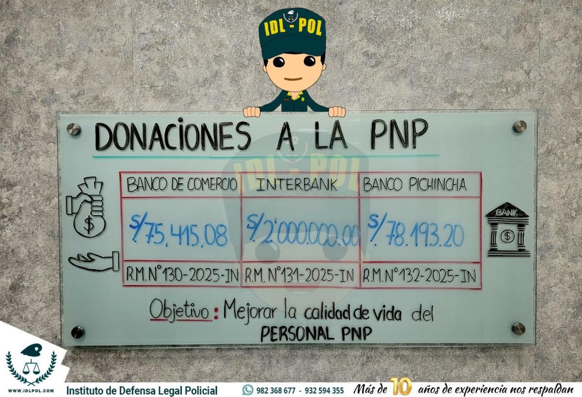 Tres bancos donan millones a la PNP