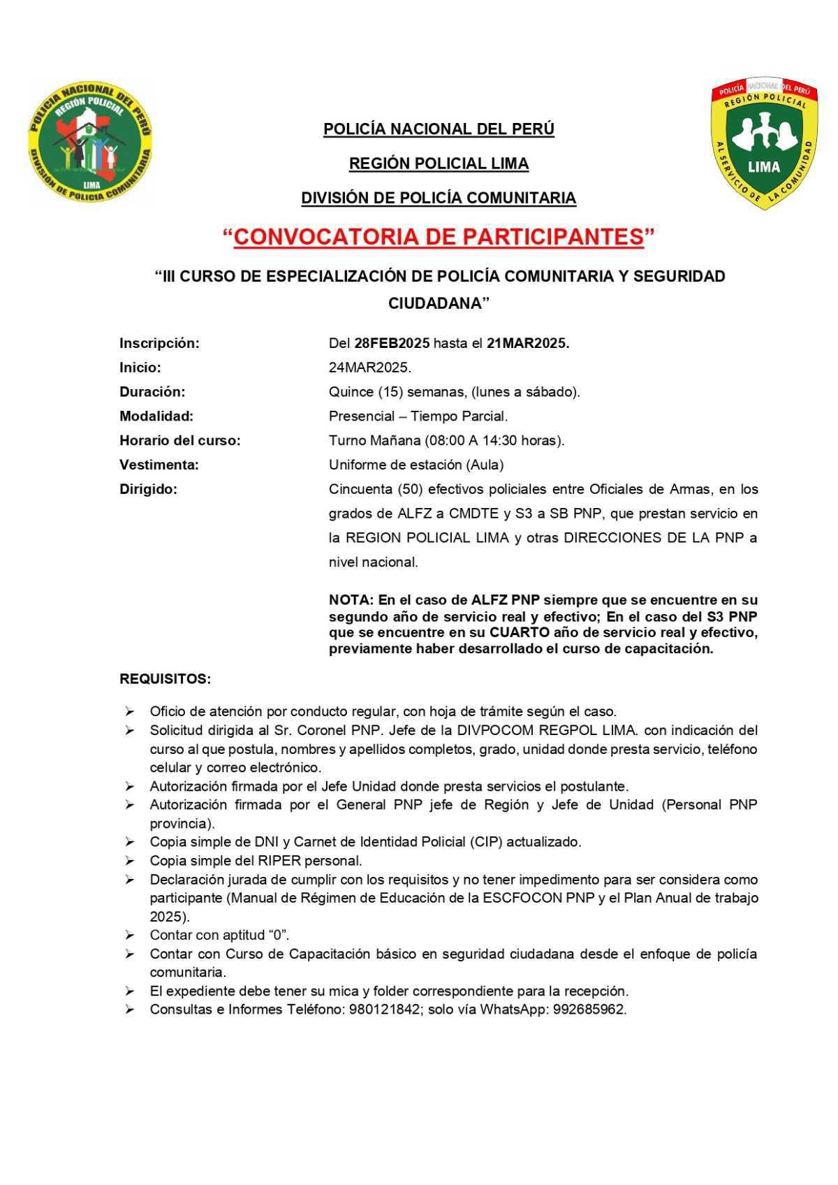 III Curso de especialización de policía comunitaria y seguridad ciudadana