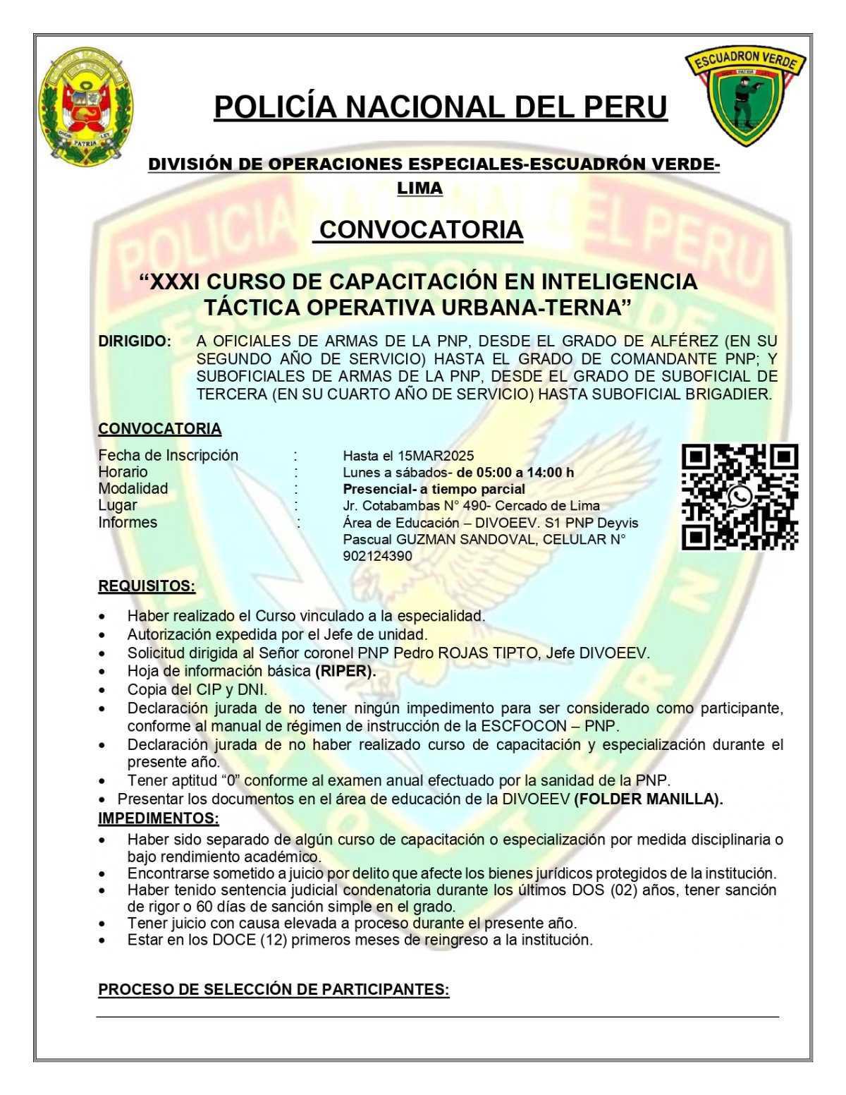 XXXI Curso de capacitación en inteligencia táctica operativa urbana-TERNA