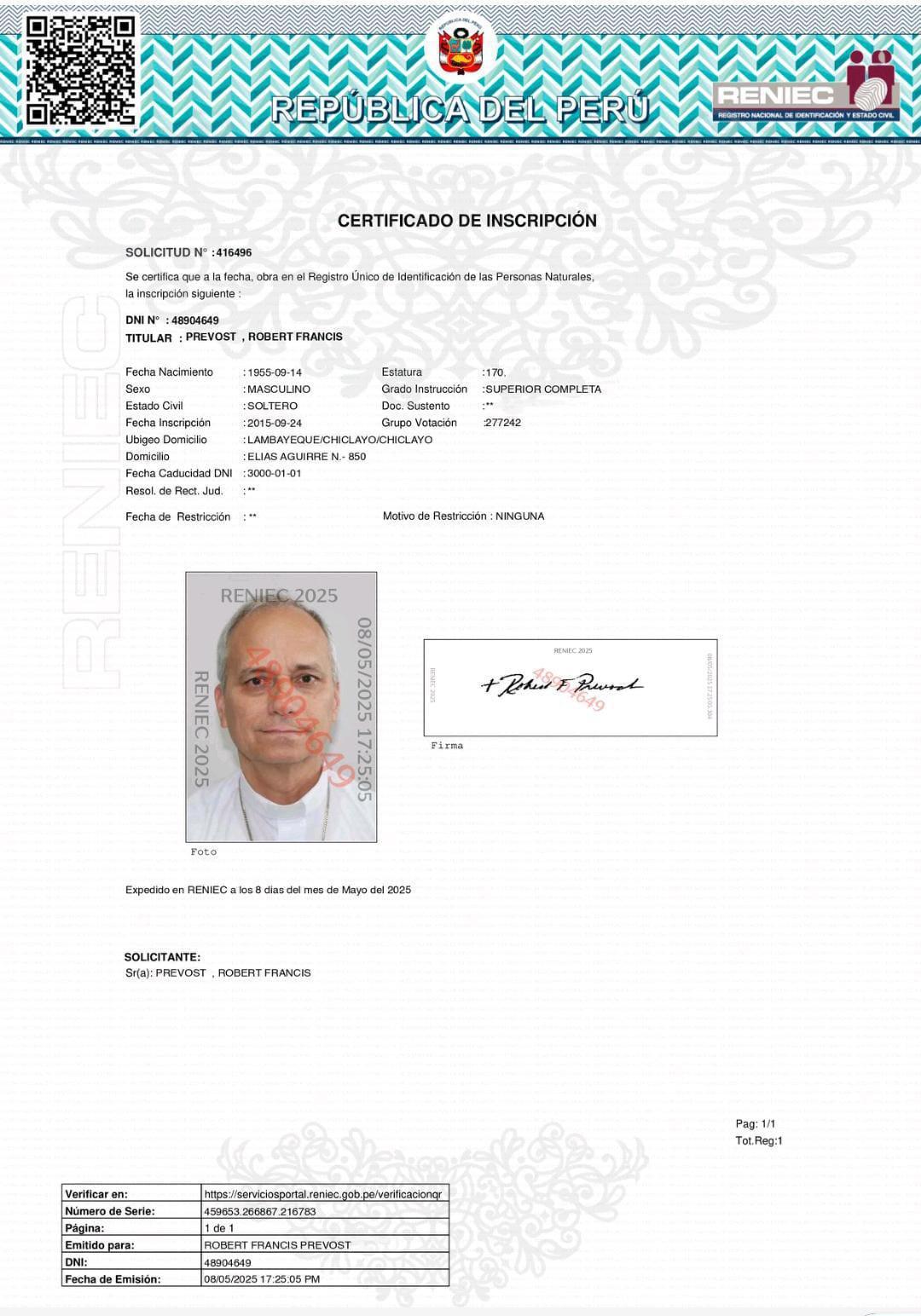 🇵🇪 ¡El nuevo Papa de la iglesia católica tiene DNI Peruano!
