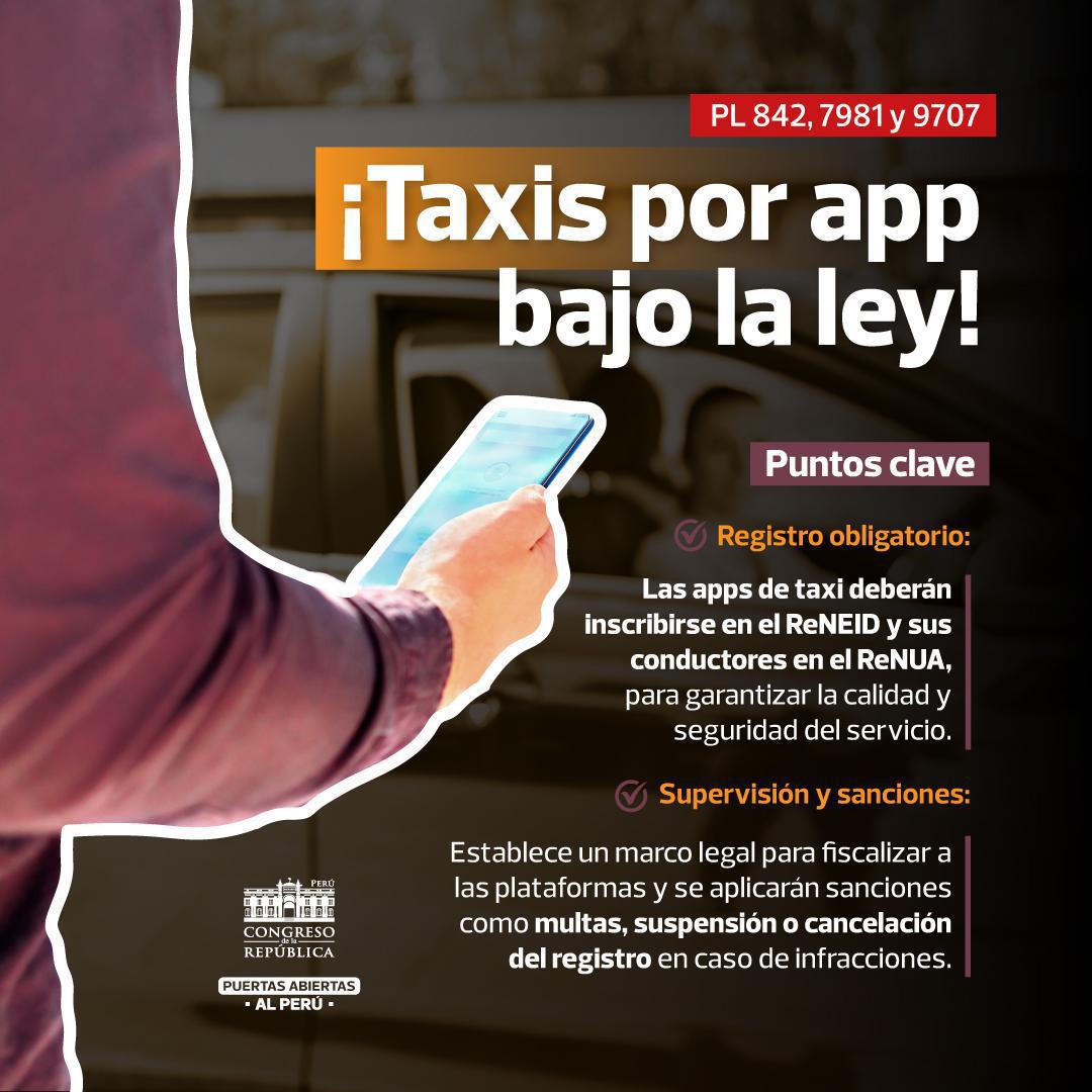 🚨Congreso aprueba ley que regula Uber, InDriver y otras apps de taxi