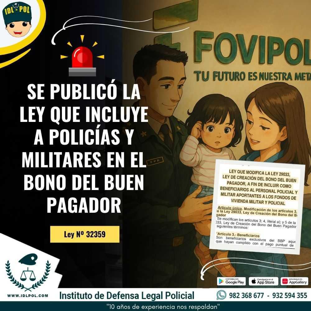 Se publicó la Ley que incluye a Policías y Militares en el Bono del buen pagador