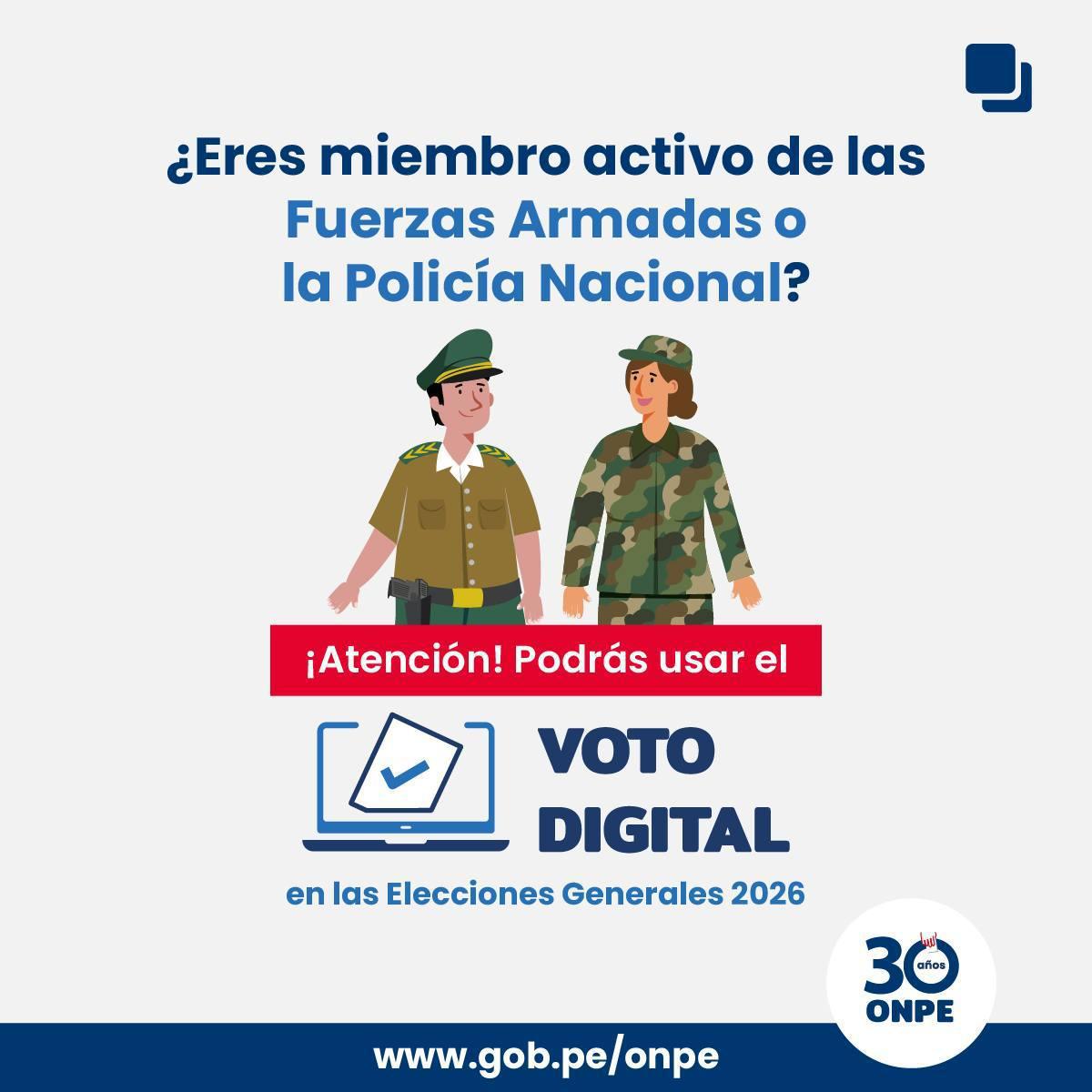 🗳️ONPE anuncia: Policías en actividad podrán votar digitalmente en el 2026