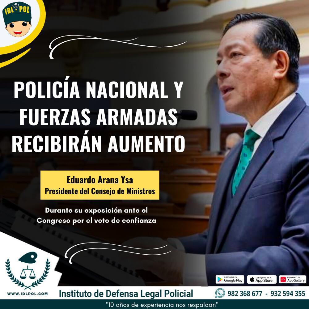 🚨Premier confirmó aumento para policías y militares🚨