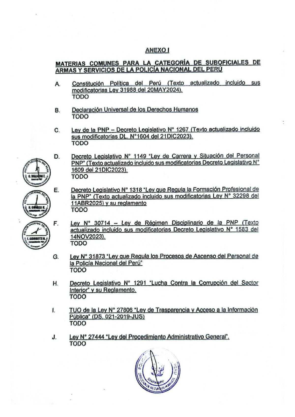 📚Aprueban materias para examen de ascenso de SO PNP – 2025