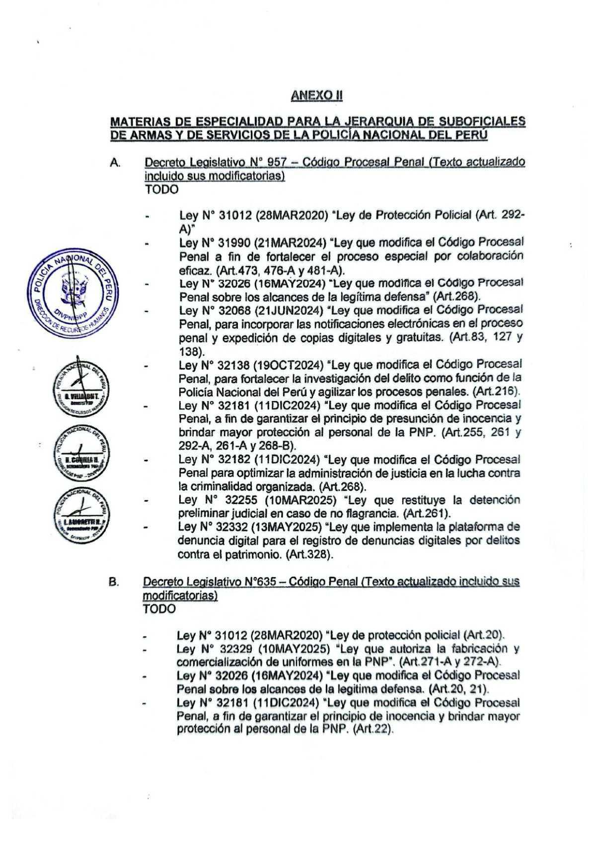 📚Aprueban materias para examen de ascenso de SO PNP – 2025