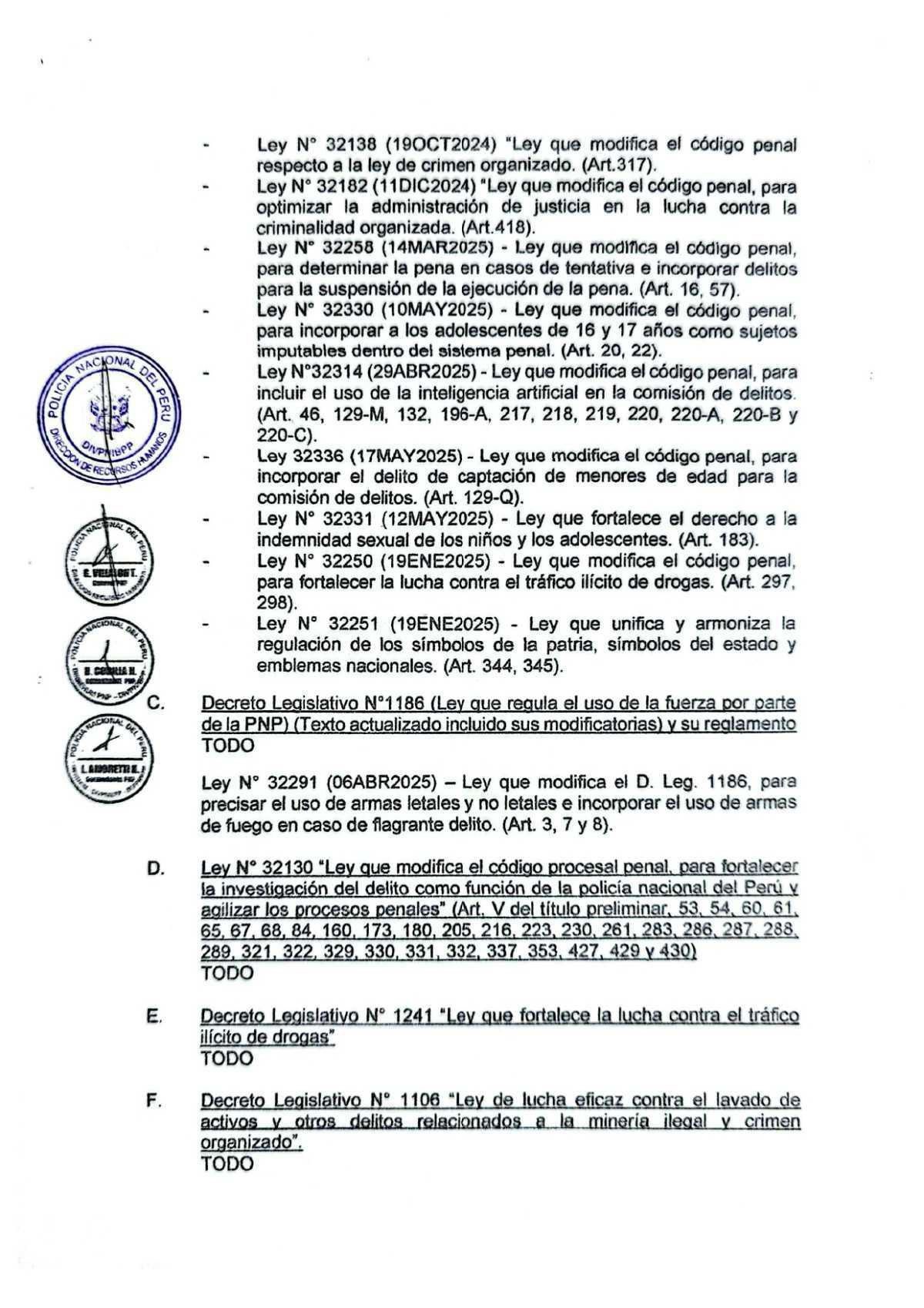 📚Aprueban materias para examen de ascenso de SO PNP – 2025