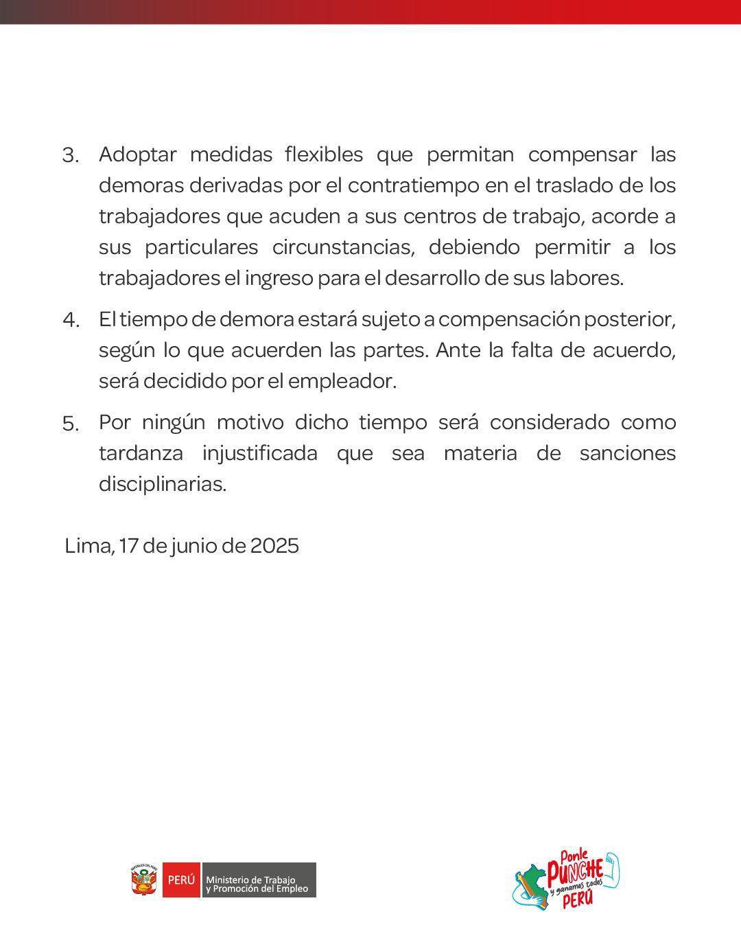 Disponen tolerancia de 2 horas al trabajo por paro de transportistas este 18JUN