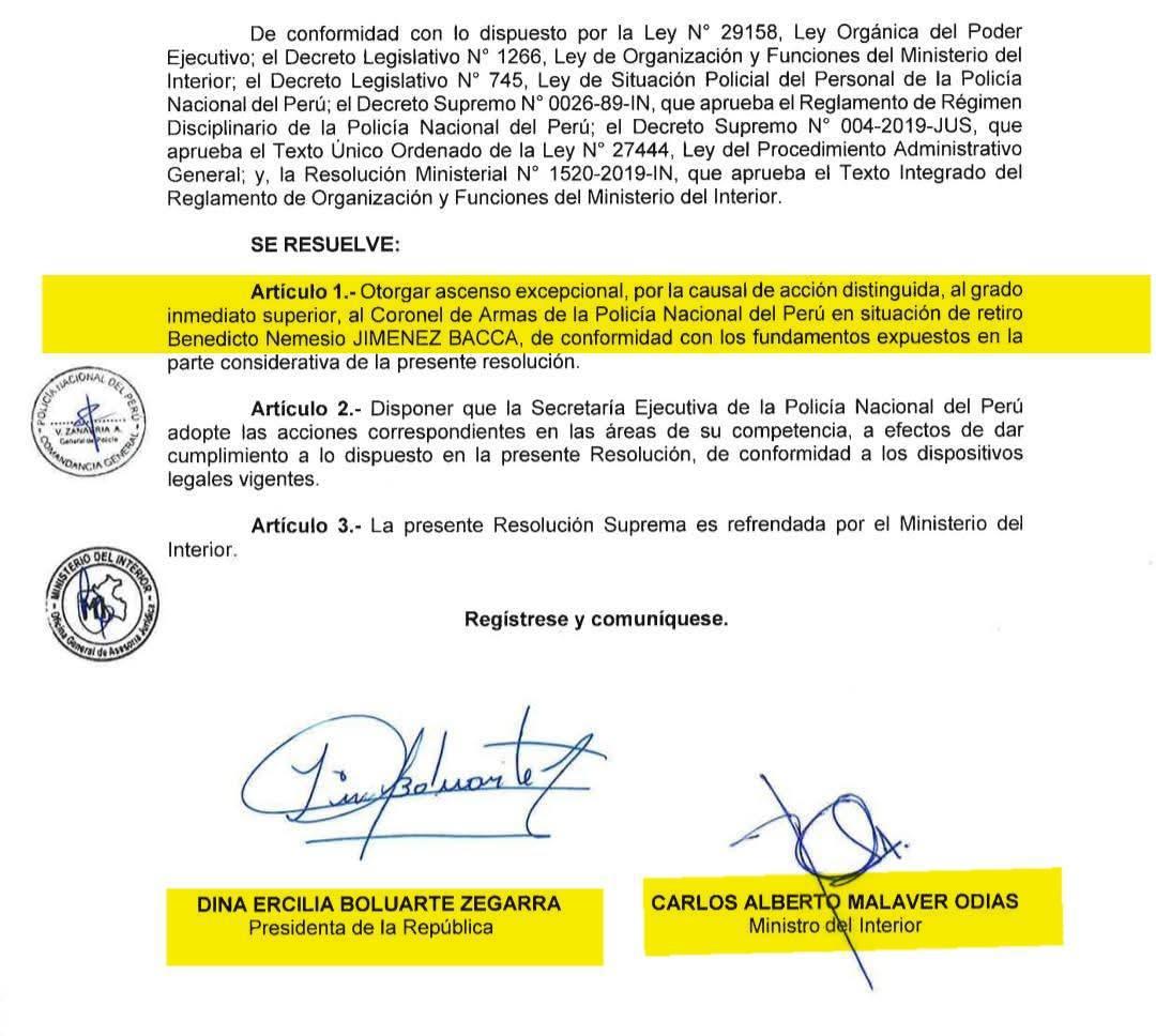 Ascenso excepcional: Gobierno nombra a nuevo general PNP