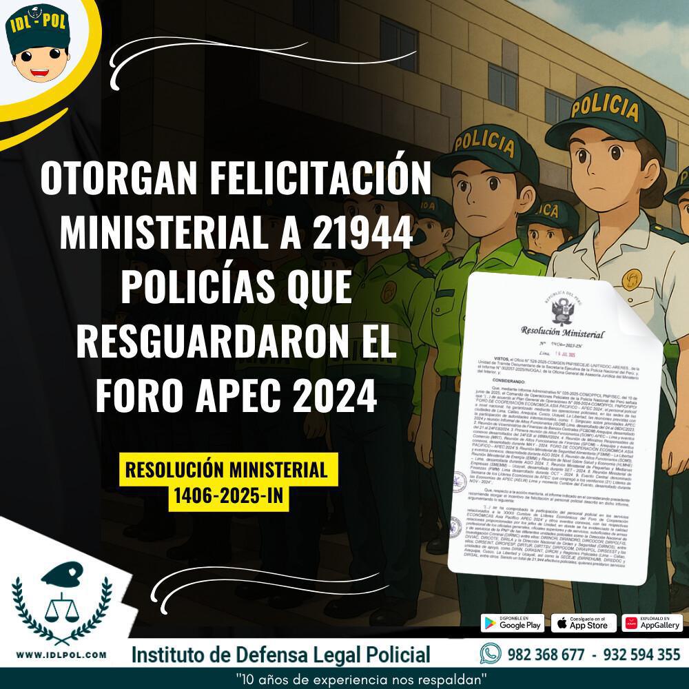 21944 policías son felicitados con Resolución Ministerial