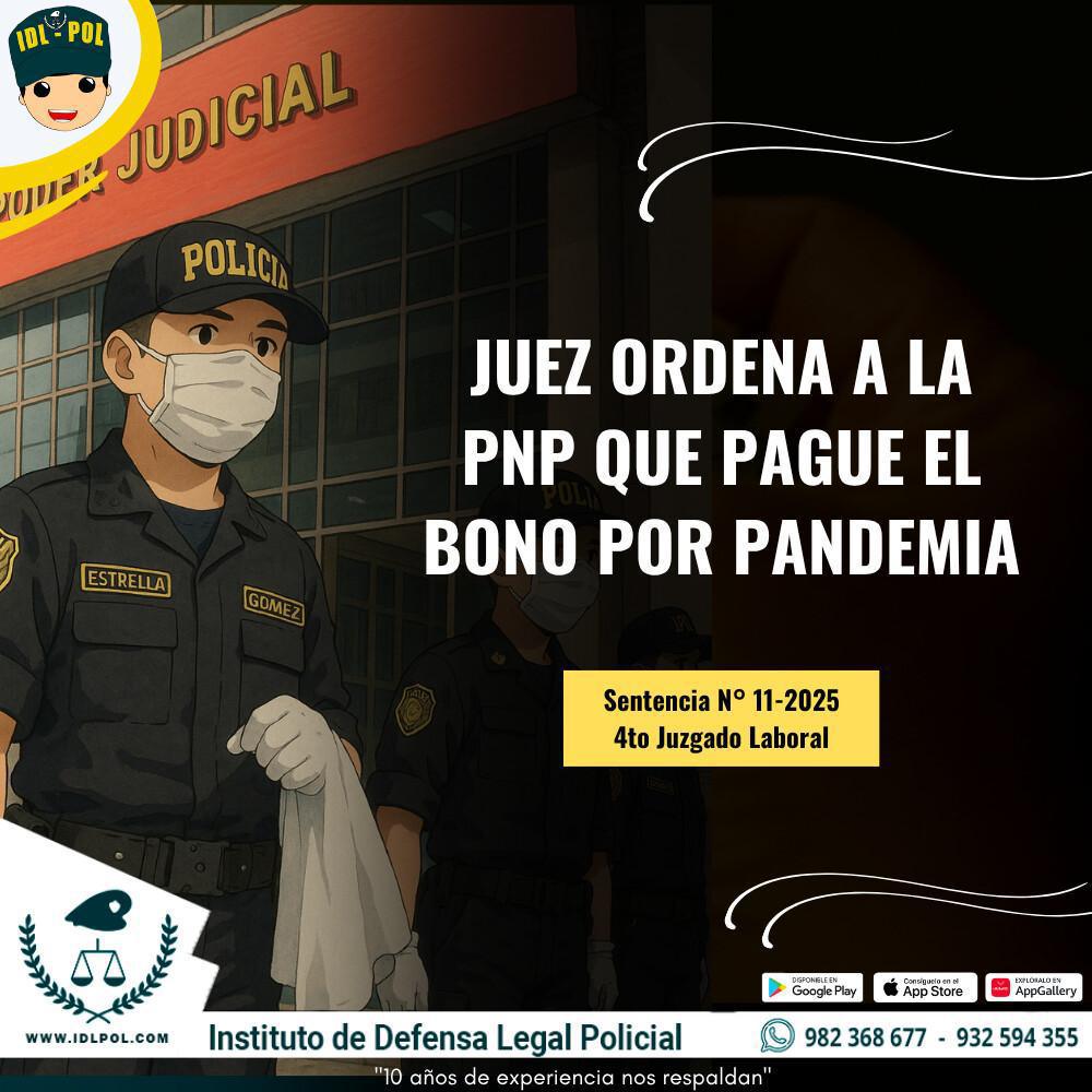 Juez ordena a la PNP pagar bono por pandemia a sus efectivos