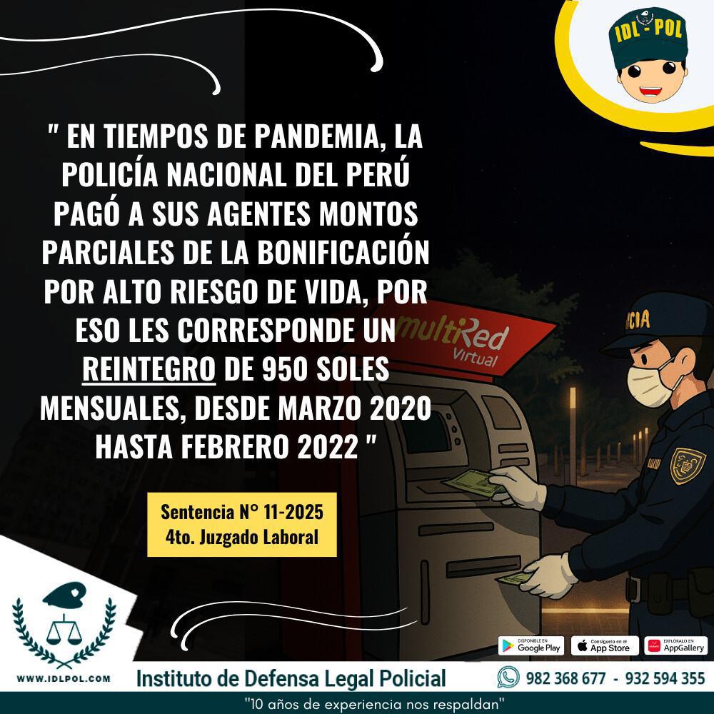 Juez ordena a la PNP pagar bono por pandemia a sus efectivos