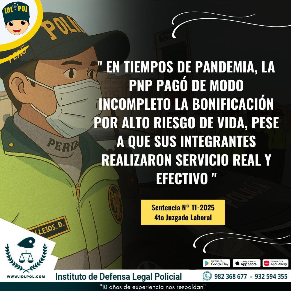 Juez ordena a la PNP pagar bono por pandemia a sus efectivos