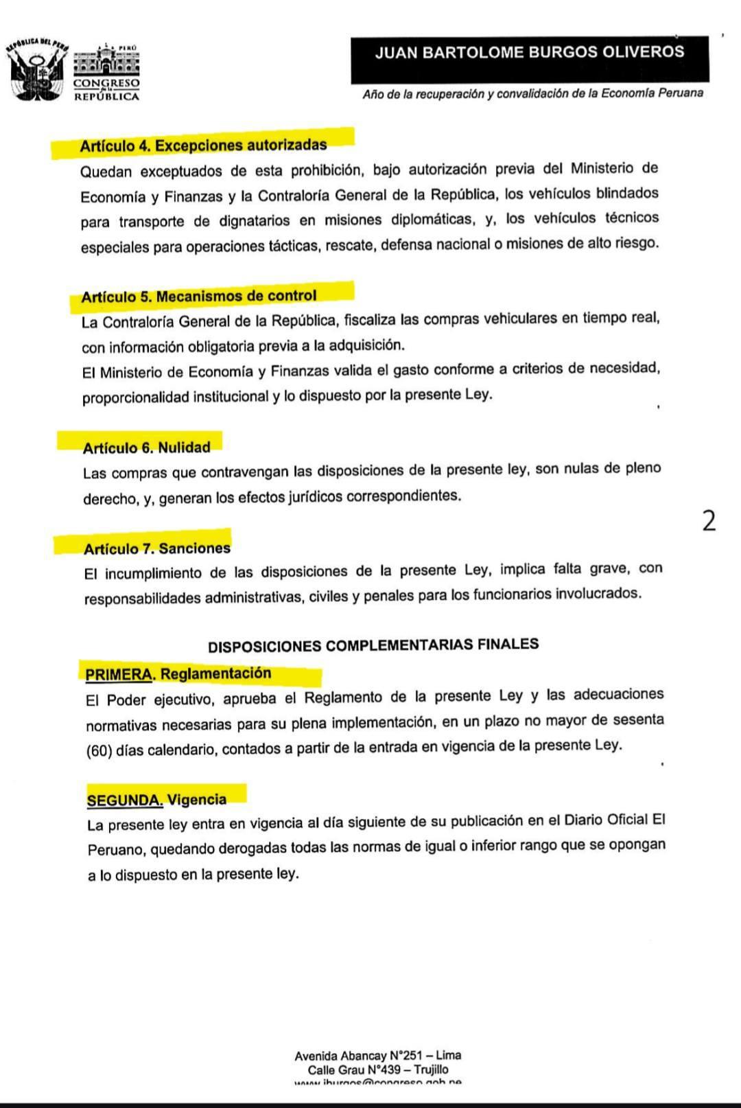 Proyecto de ley prohíbe compra de vehículos de alta gama en la PNP y FF.AA.