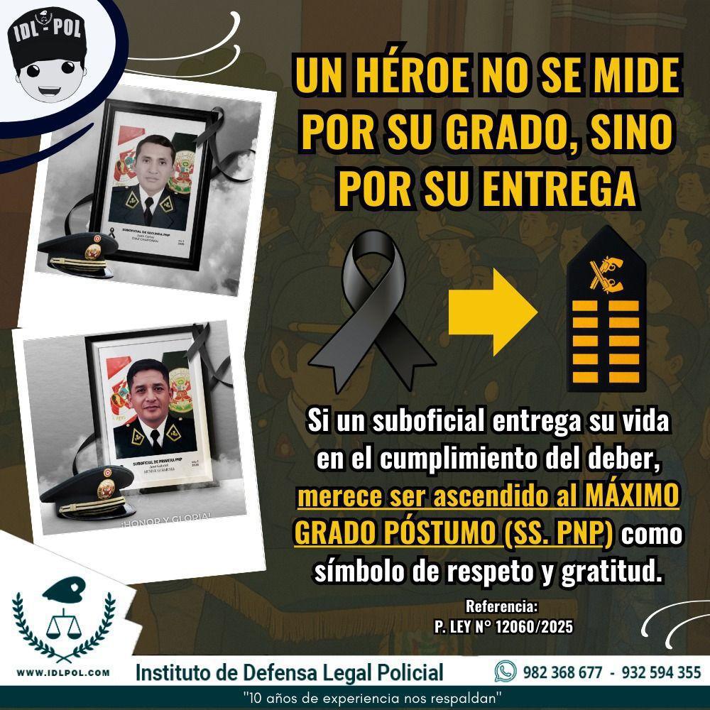 Se propone ascenso póstumo de Suboficiales al grado de Suboficial Superior PNP