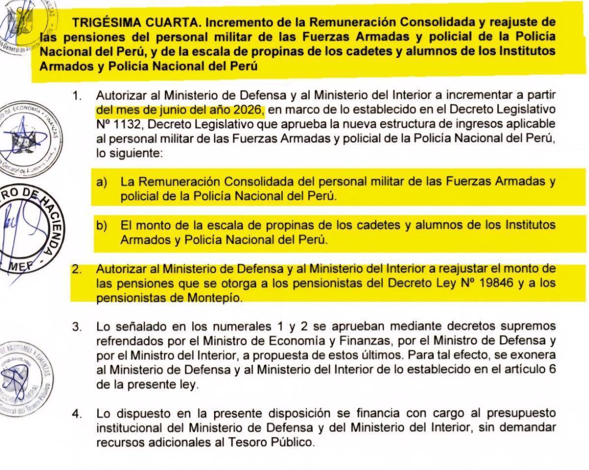 Ejecutivo aprueba cuarta fase del aumento de sueldo para la PNP y FF.AA.