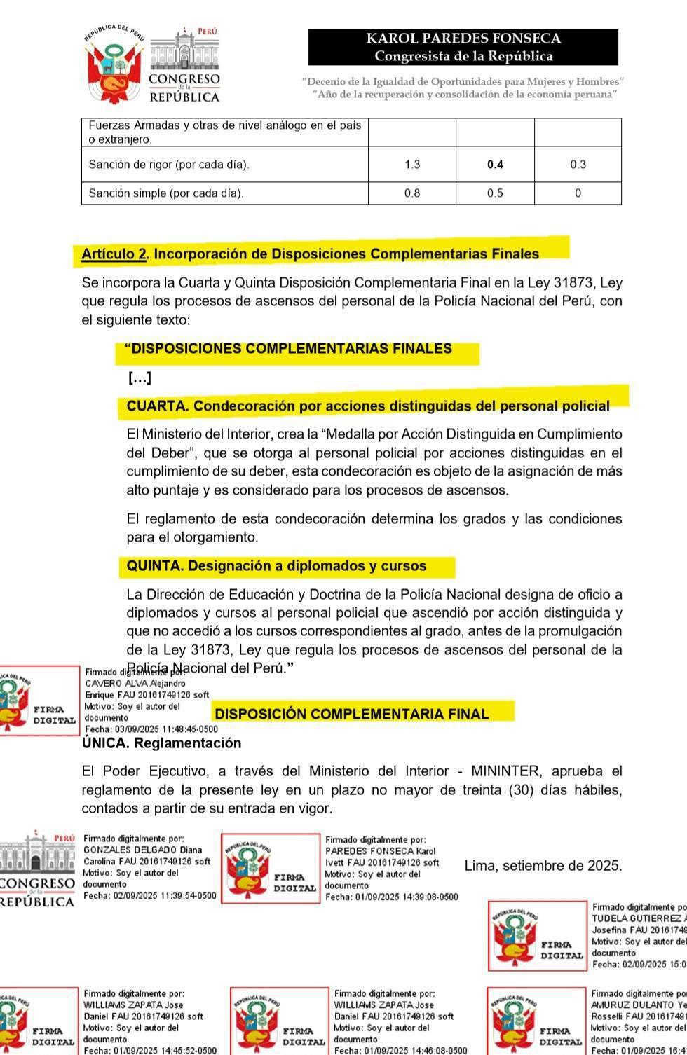 Proponen modificar puntajes disciplinarios en ascensos de la PNP