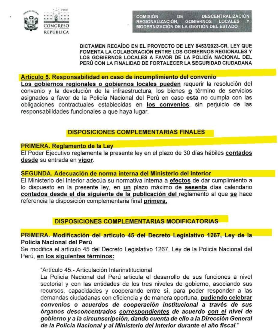 Gobiernos regionales y locales podrán invertir en apoyo directo a la PNP