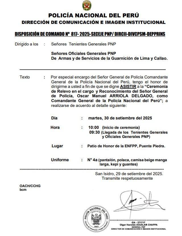 Designan nuevo Comandante General de la PNP