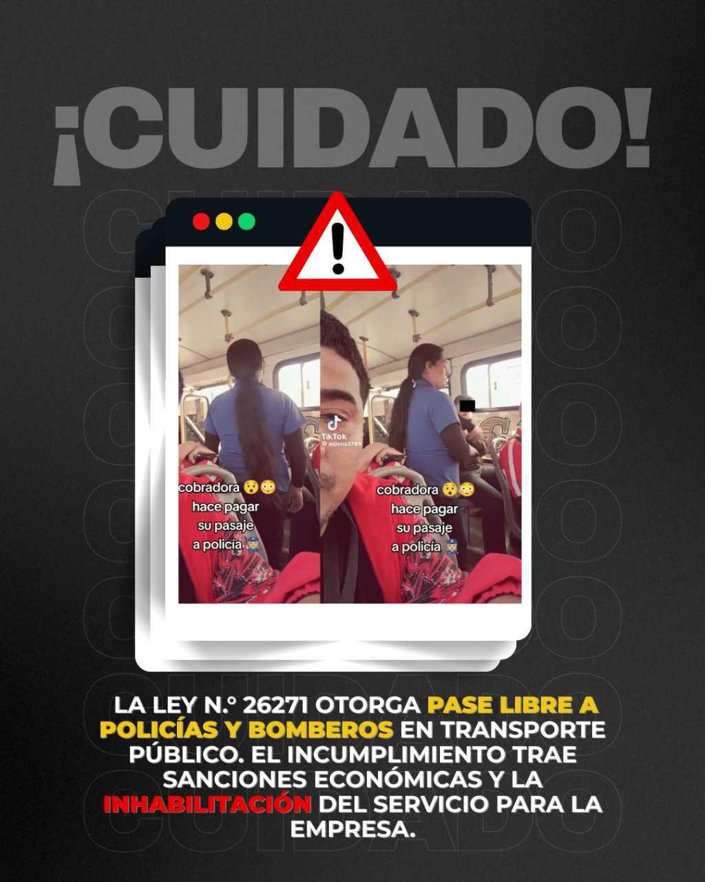 Policías tienen pase libre en transporte: empresas que incumplan podrían perder su autorización Policías tienen pase libre en transporte: empresas que incumplan podrían perder su autorización