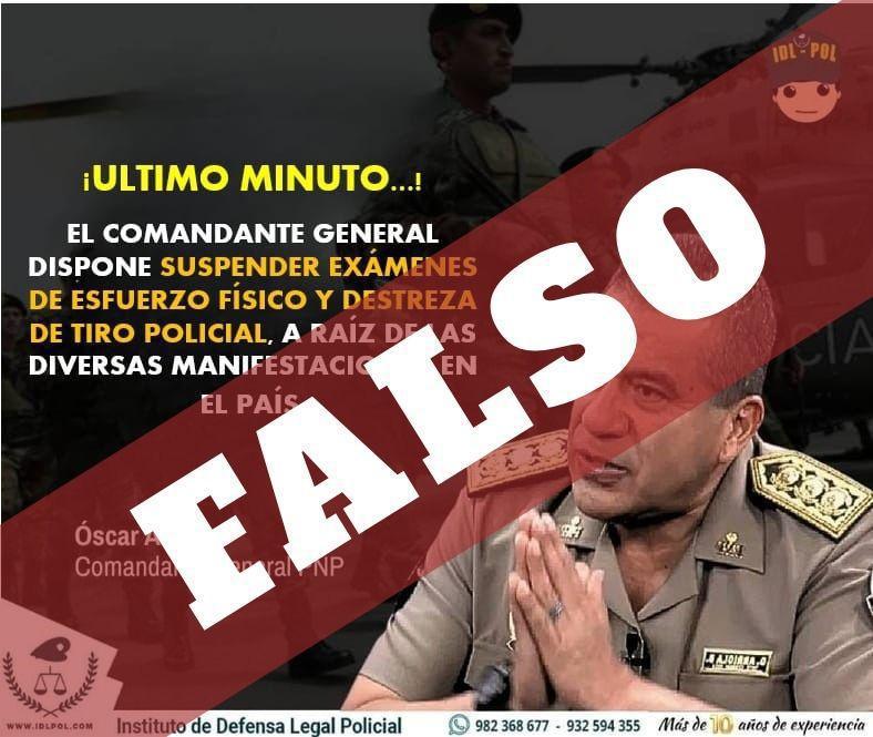 🚫Atención: es falso que se suspendan los exámenes físico y de tiro en la PNP