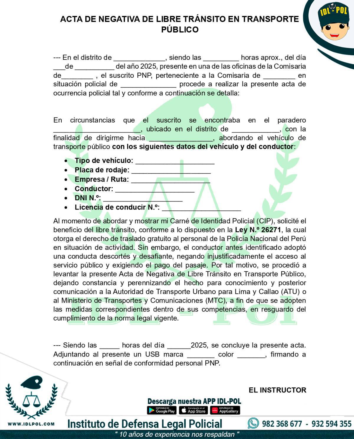 👮‍♂️🚌[DESCARGA] Acta de Negativa de Libre Tránsito en Transporte Público