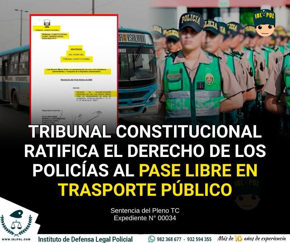 Tribunal Constitucional Ratifica el Pase Libre Policial