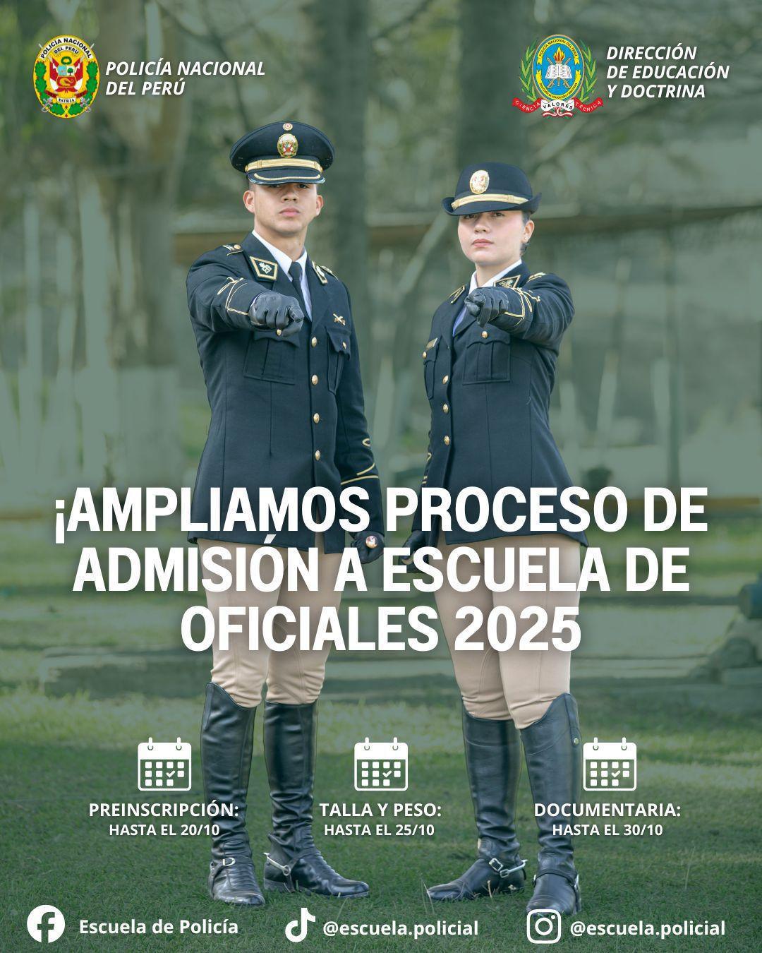 📢¡Amplían la fecha de preinscripción a la Escuela de Oficiales PNP!