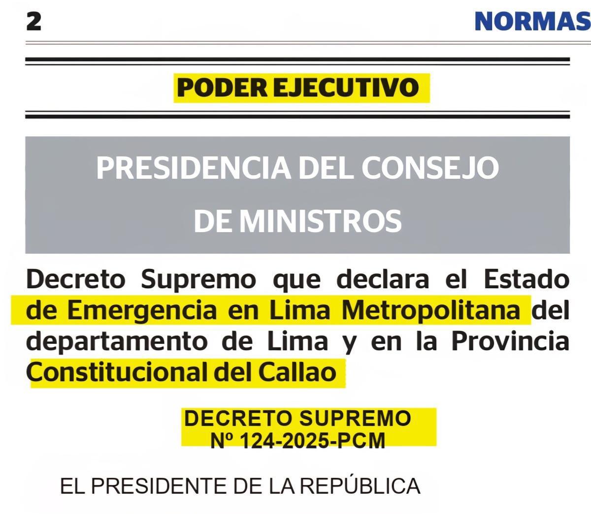 Declaran estado de emergencia por 30 días