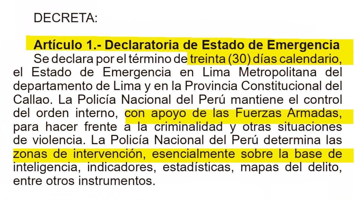 Declaran estado de emergencia por 30 días