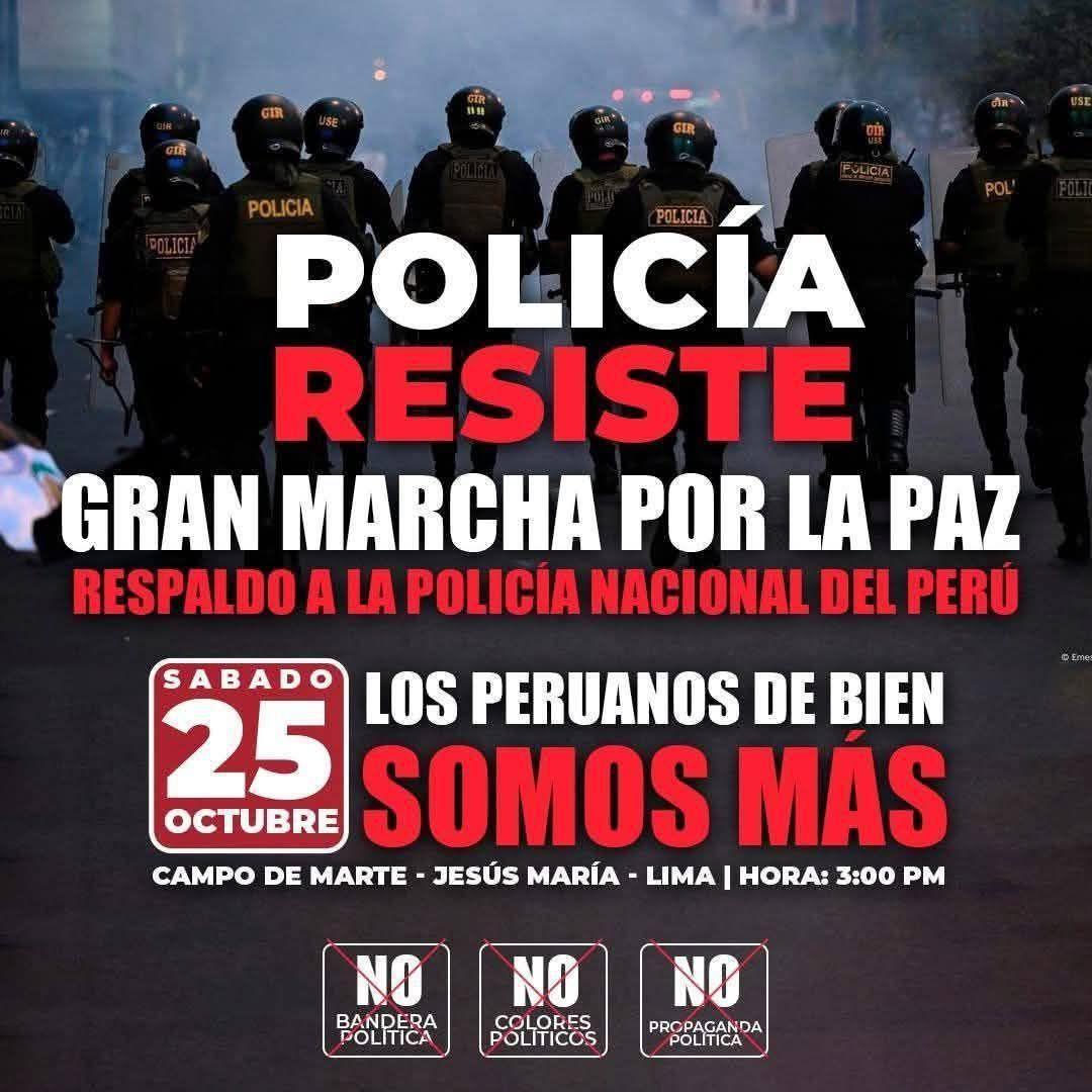 Respaldamos la Marcha por la Paz en apoyo a nuestros policías
