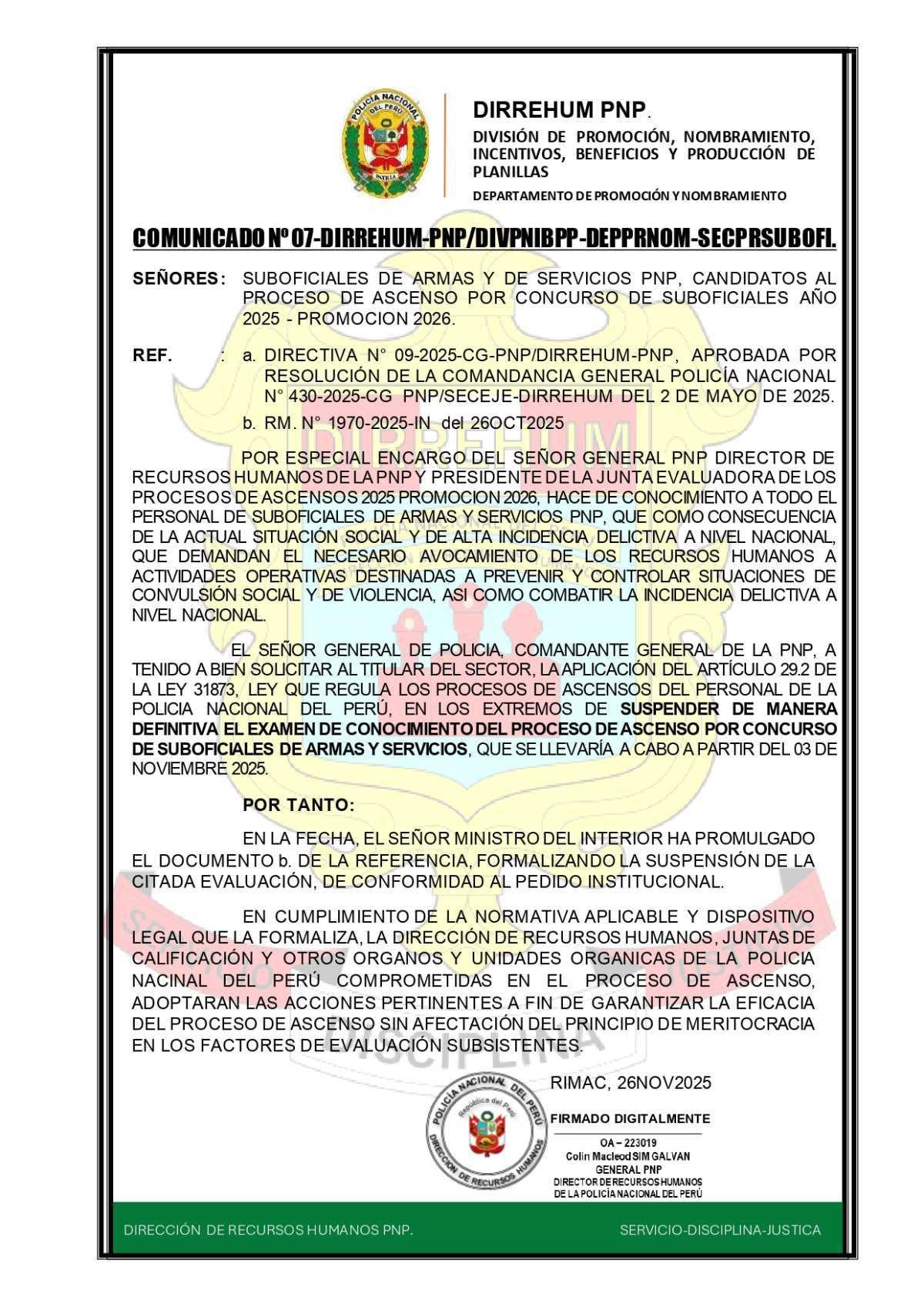 ✅️Ya es oficial: suspenden definitivamente el examen de conocimiento de SO PNP 2025 ✅️Ya es oficial: suspenden definitivamente el examen de conocimiento de SO PNP 2025