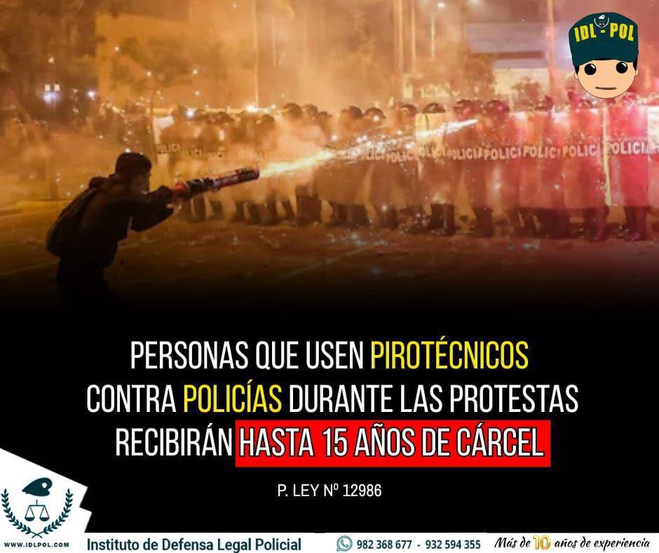 Podrían imponer hasta 15 años de cárcel por usar pirotécnicos contra la Policía durante protestas