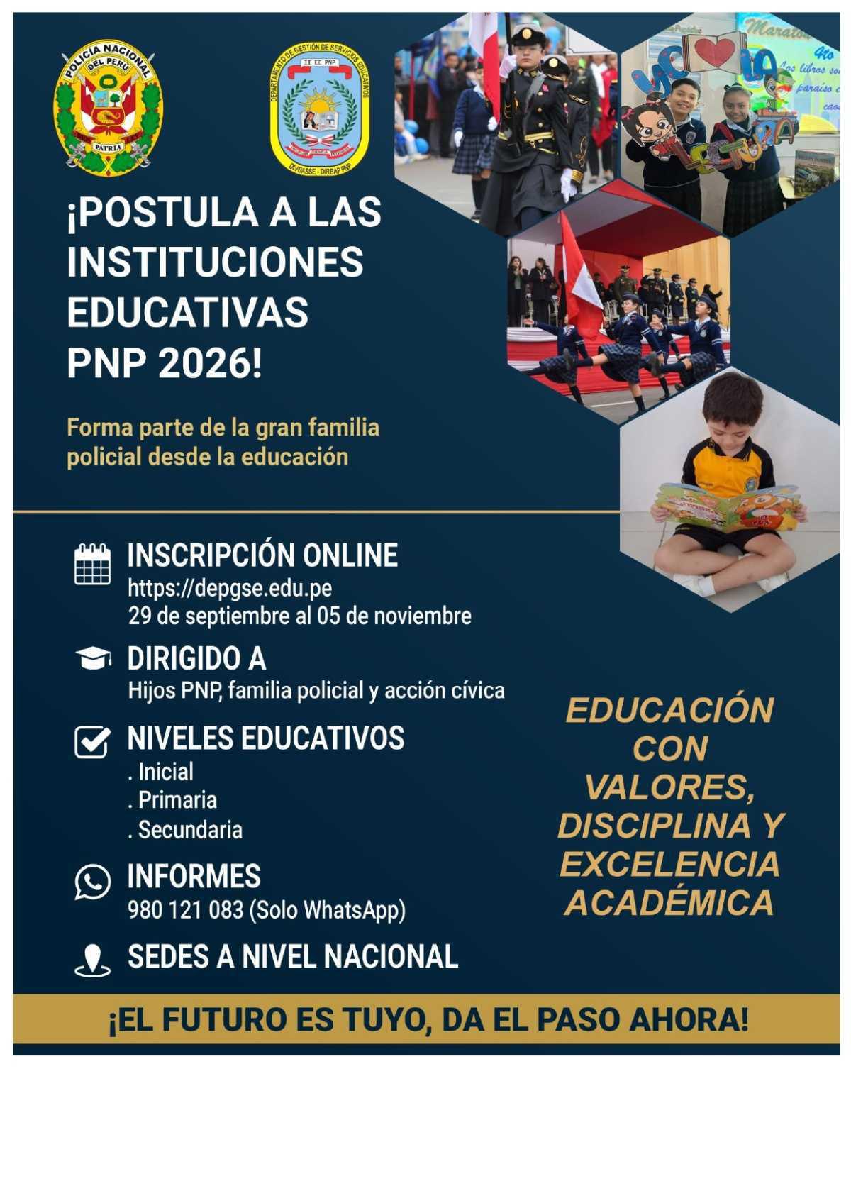 Amplían inscripción a colegios PNP para hijos de la familia policial Amplían inscripción a colegios PNP para hijos de la familia policial