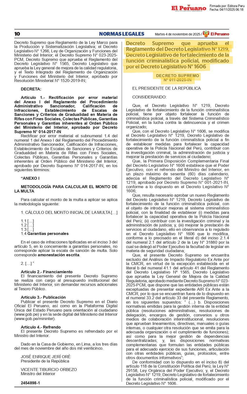 Publican nuevo reglamento de criminalística policial: modernización de SIDPOL y E-SINPOL Publican nuevo reglamento de criminalística policial: modernización de SIDPOL y E-SINPOL