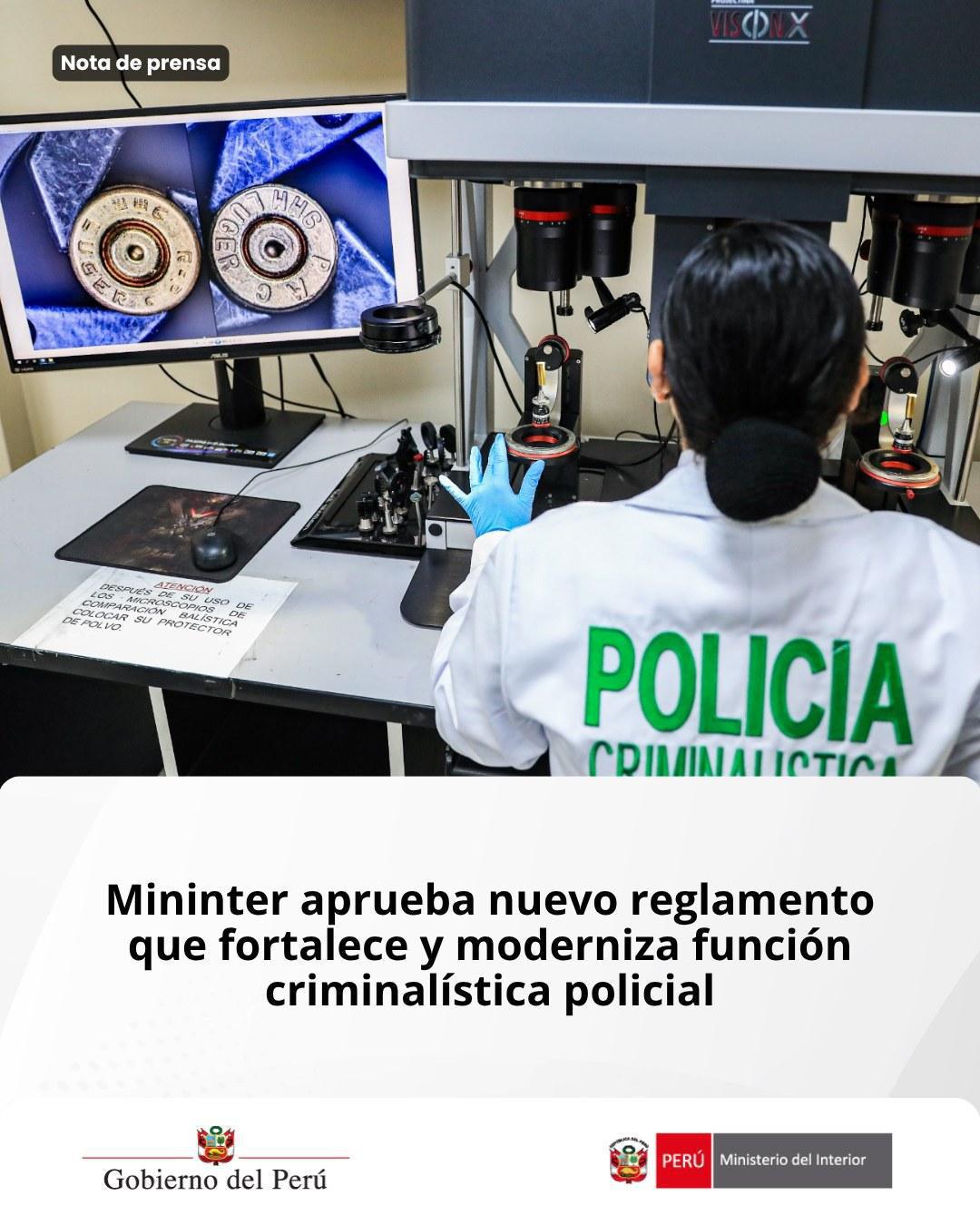 Publican nuevo reglamento de criminalística policial: modernización de SIDPOL y E-SINPOL