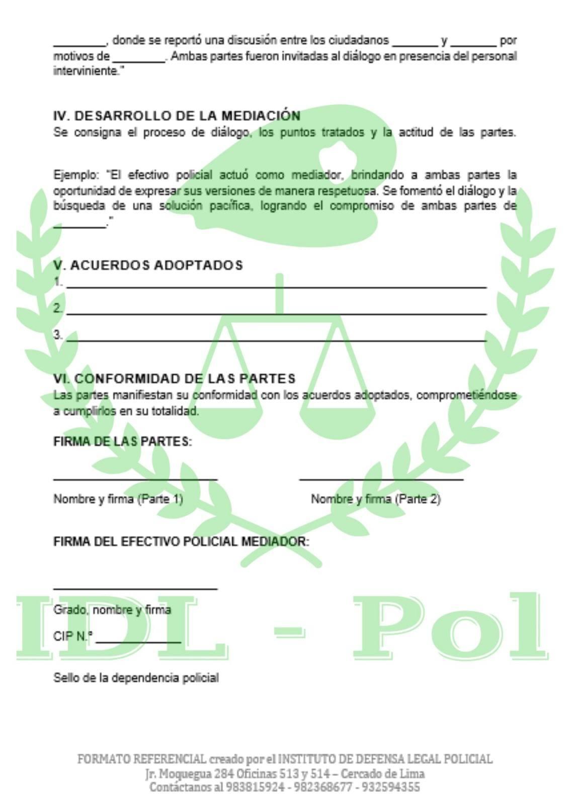 [Descarga] Modelo de Acta de Intervención Policial como mediador