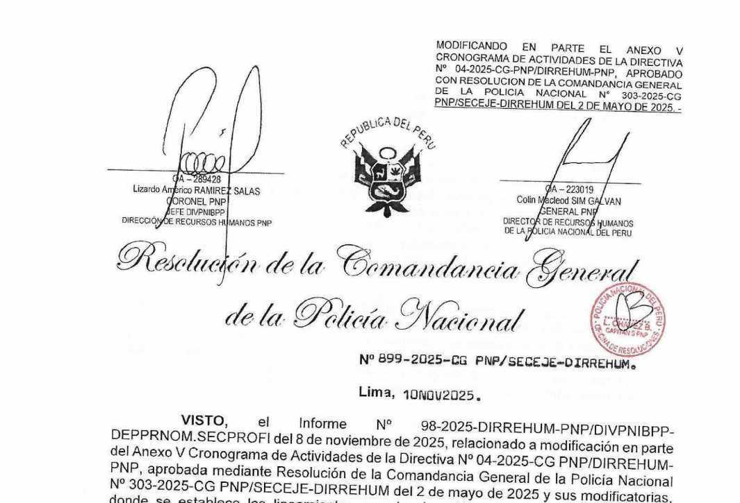 Cambian fechas del cronograma de ascenso de OFICIALES PNP 2025 Cambian fechas del cronograma de ascenso de OFICIALES PNP 2025