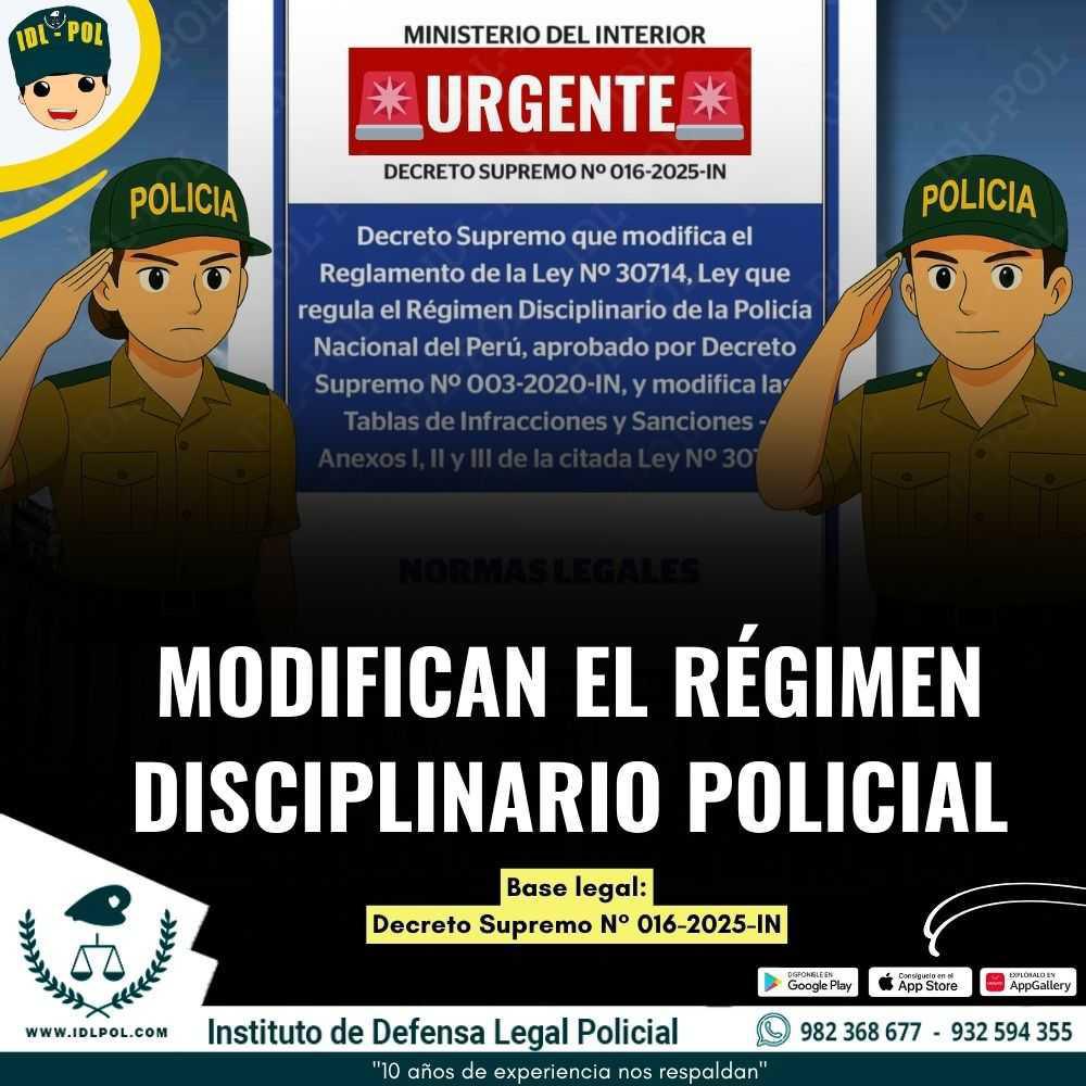 Modifican Reglamento Disciplinario PNP : cambios clave en sanciones