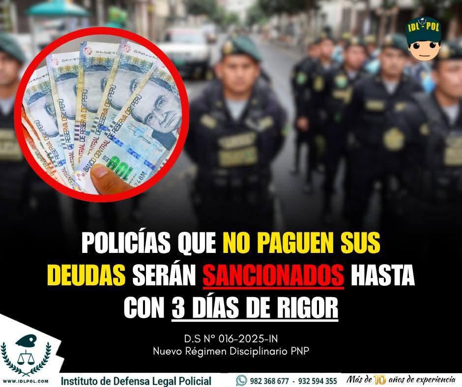 Modifican Reglamento Disciplinario PNP : cambios clave en sanciones