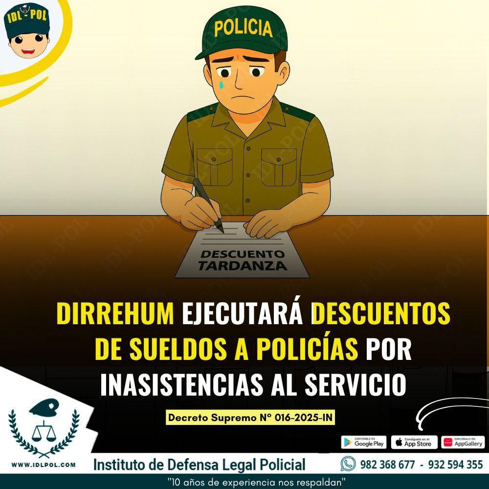 Nueva medida : Ejecutarán descuentos a policías por inasistencia Nueva medida : Ejecutarán descuentos a policías por inasistencia