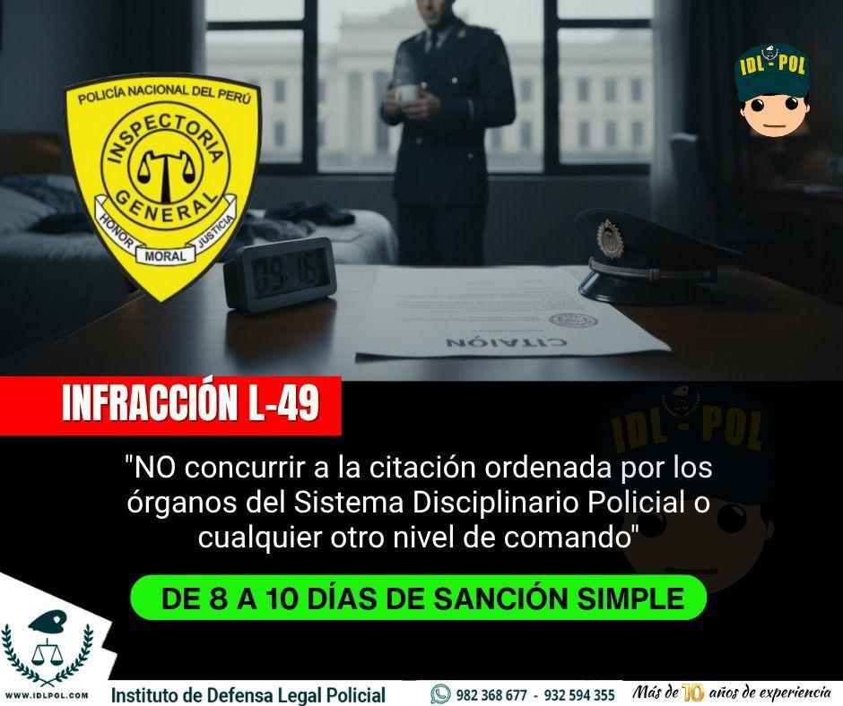 No acudir a una citación: hasta 10 días de sanción simple (L-49)