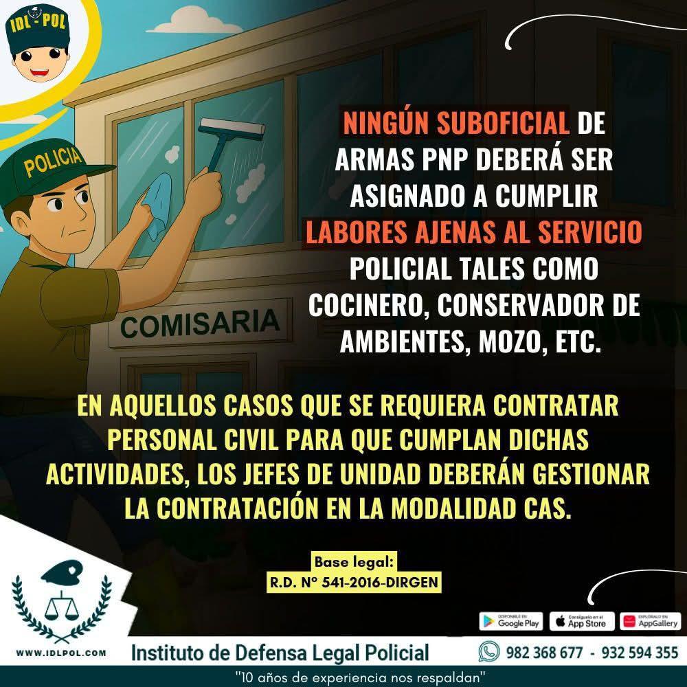 ¿Puede un policía realizar labores de limpieza en dependencias policiales?