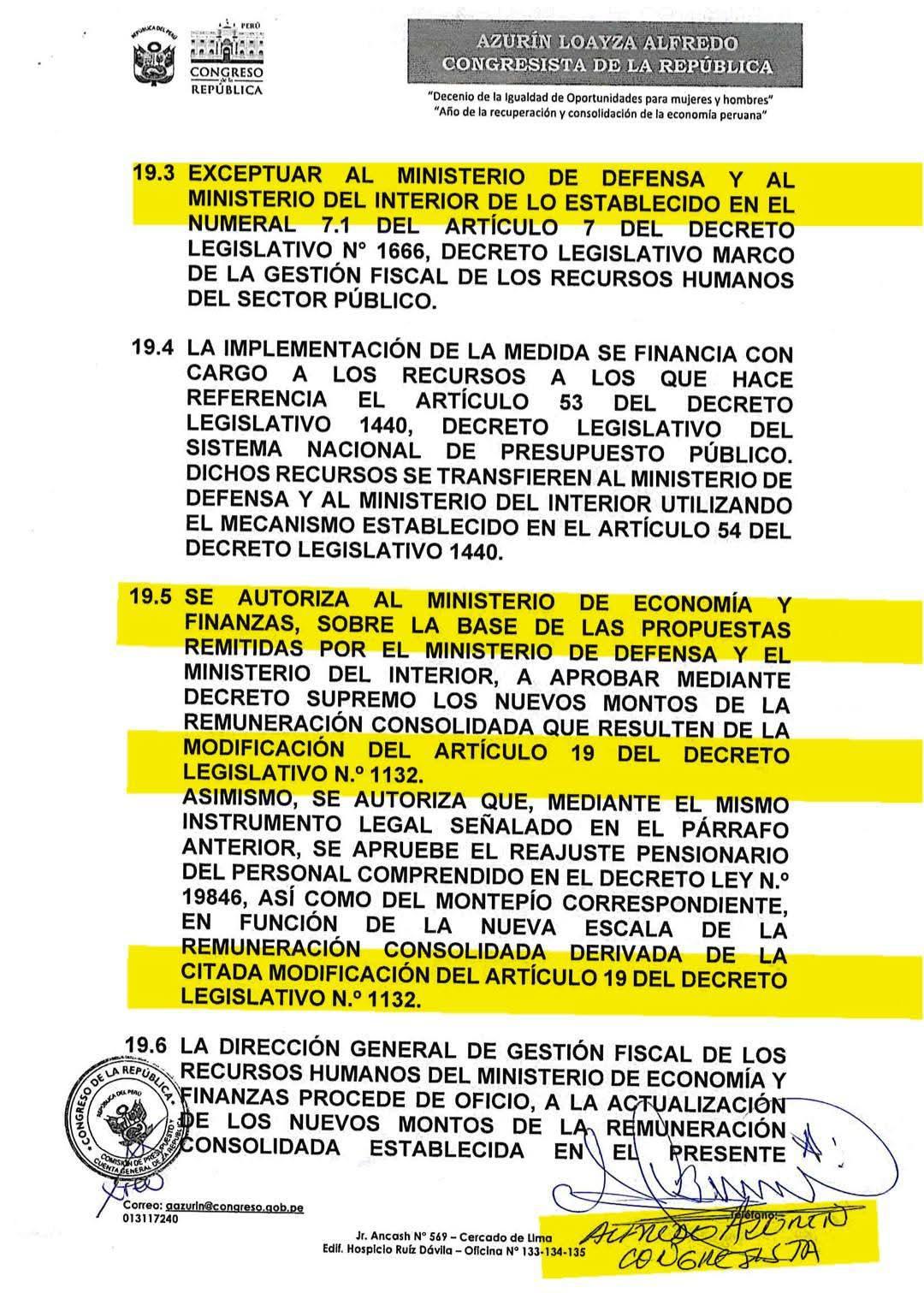 ¿Aumento del 81% para Suboficiales? Congresista Azurín pide cambiar el D.Leg. 1132 ¿Aumento del 81% para Suboficiales? Congresista Azurín pide cambiar el D.Leg. 1132