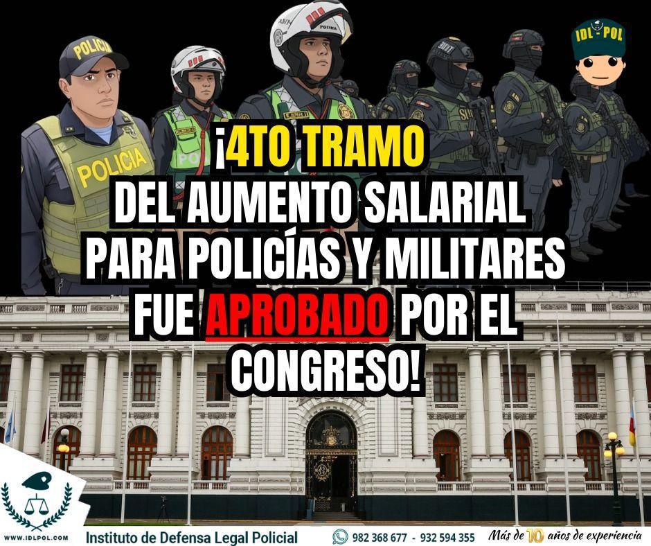 Congreso aprueba el 4to tramo de aumento salarial para la PNP y FF.AA.