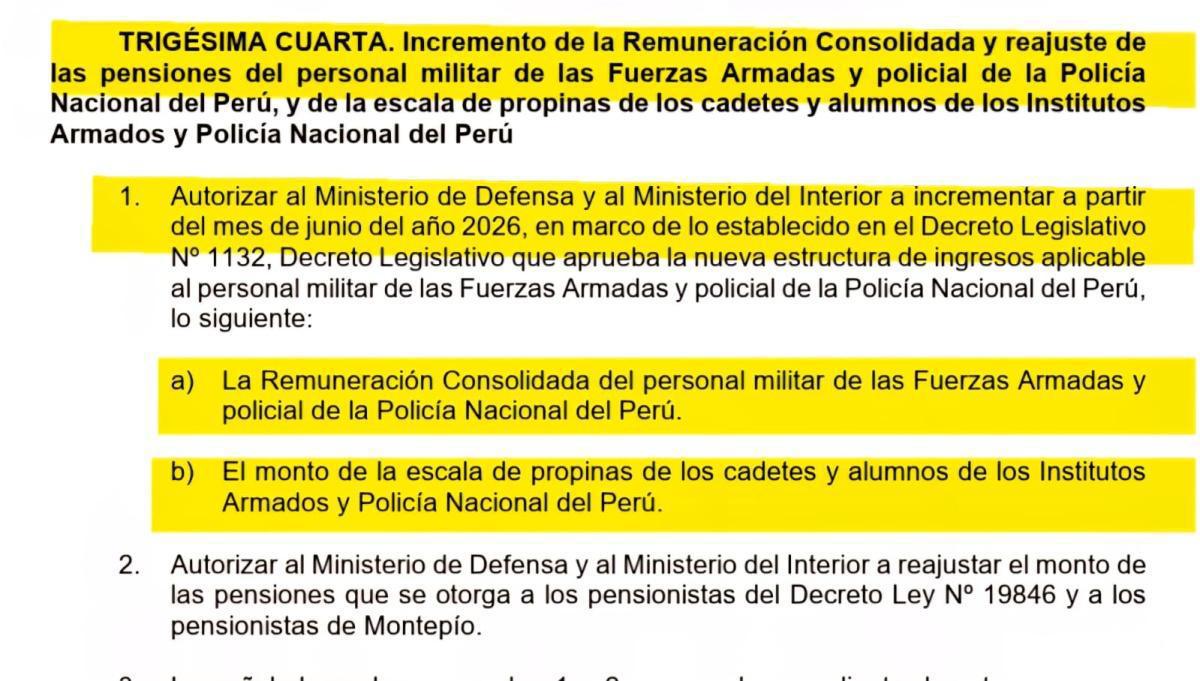 Congreso aprueba el 4to tramo de aumento salarial para la PNP y FF.AA.