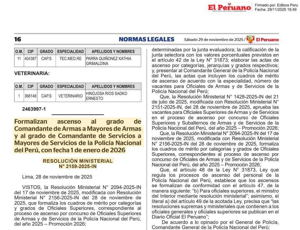 Publican resolución que otorga ascenso a Comandantes PNP Publican resolución que otorga ascenso a Comandantes PNP