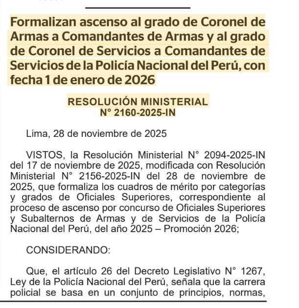 Publican resolución que otorga ascenso a Coroneles PNP Publican resolución que otorga ascenso a Coroneles PNP