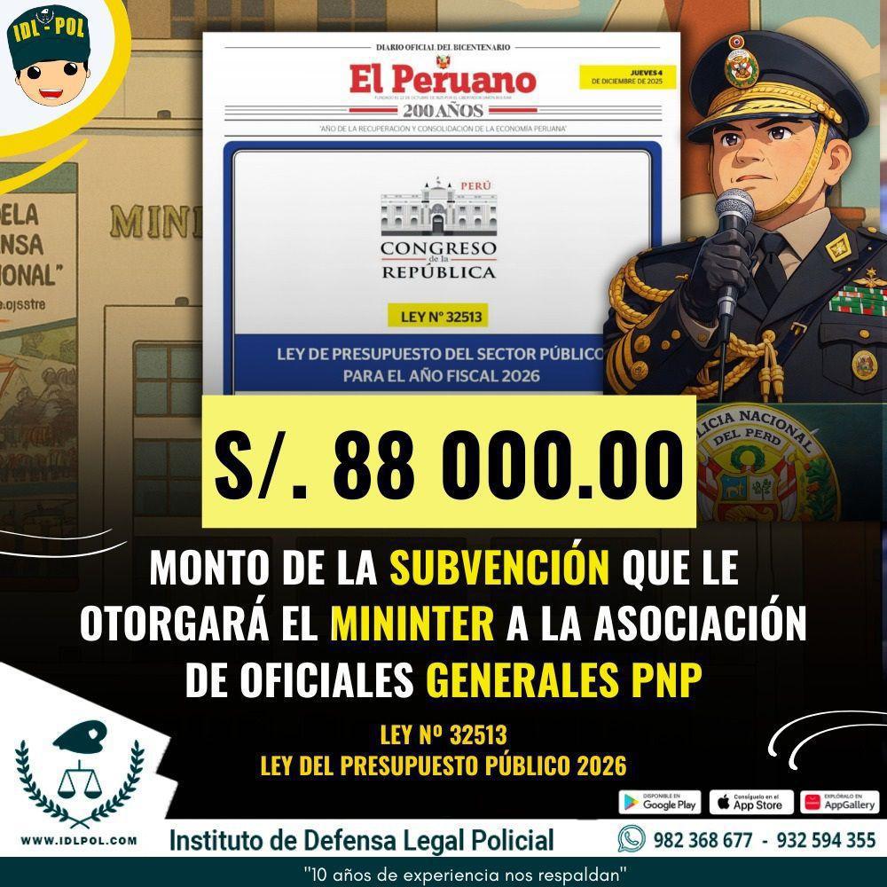 MININTER otorga S/ 88 mil a Asociación de Oficiales Generales PNP MININTER otorga S/ 88 mil a Asociación de Oficiales Generales PNP